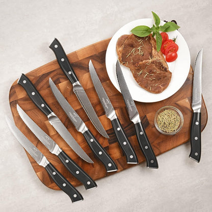 18PCS Damascus Knife Set with Steak Knives & Block | Japanese 67-Layer 10Cr15Comov (VG10 Equivalent) Steel Core, 60±2 HRC Edge, Ergonomic Handle, Kitchen Shears, Sharpener6