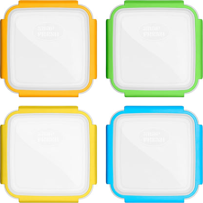 '- 4 Pack of Fun Size Leakproof Sandwich Containers - Reusable, BPA Free Sandwich Boxes. Airtight Seal. Also Great for Salads, Snacks, Fruit, Treats and Food Storage.6
