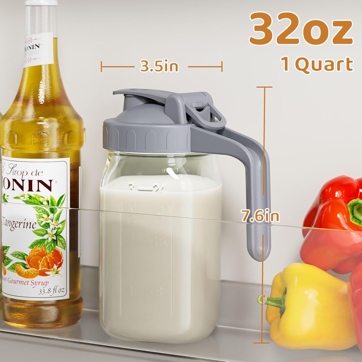 32-oz-breast-milk-pitcher-glass-mason-jar-pitcher-with-lid-airtight-leak-proof-wide-mouth-pour-spout-lid-thick-glass-fridge-safe-ergonomic-handle-easy-to-clean
