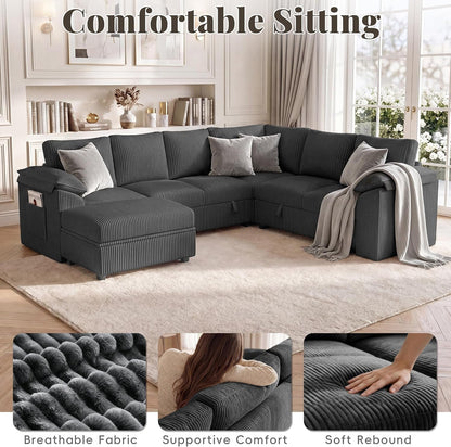 108 in L Shaped Modular Sectional Sofa Couch for Living Room, Dark Grey5