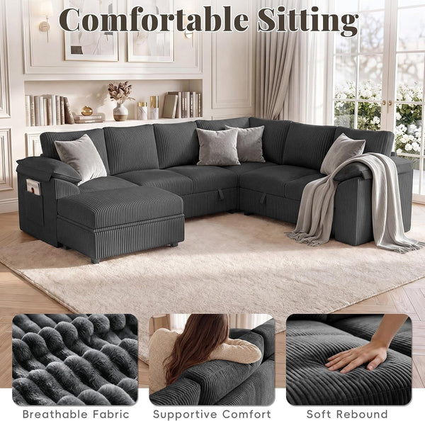 108 in L Shaped Modular Sectional Sofa Couch for Living Room, Dark Grey5