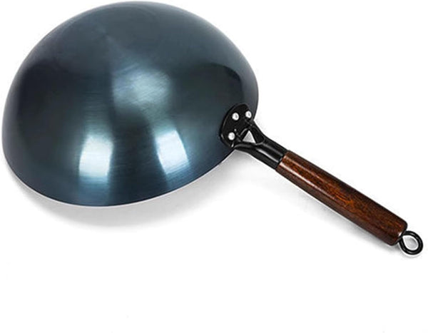 Traditional Iron Wok, Refined Iron Stir Fry Pan with round Bottom and Single Handle, Uncoated Chinese Wok for Even Heat Cooking in Home and Restaurant Kitchens (34Cm)3