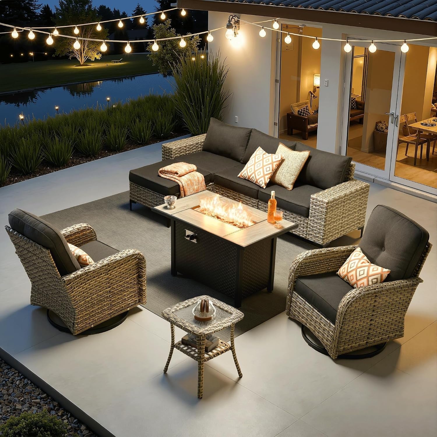 8-piece-patio-furniture-set-with-l-shaped-sofa-chaise-outdoor-modular-sectional-couch-swivel-gliders-fire-pit-table-modern-wicker-rattan-conversation-set-black