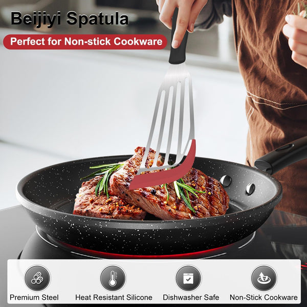 2-Piece Silicone Fish Spatula for Nonstick Cookware, Heat Resistant2
