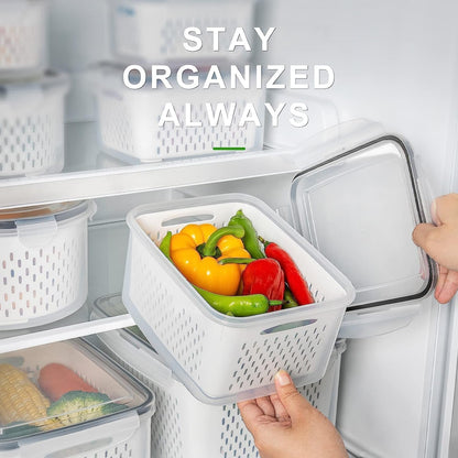 Fruit Storage Containers for Fridge with Removable Colander 4 PCS6