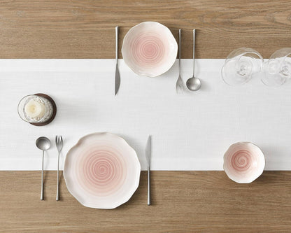 Linen Textured Border Table Runner, 14 X 72 Inch White4
