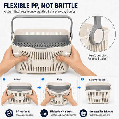 Shower Caddy Portable, Plastic Basket for Dorm, Drain Holes4