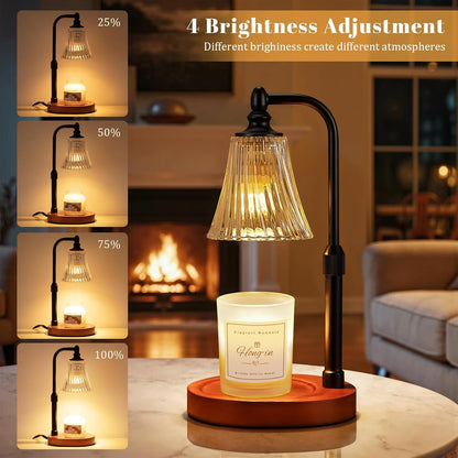 Black Walnut Candle Warmer Lamp with Timer Dimmable,Birthday Gifts for Women,Adjustable Height Wax Melt Warmer for Jar Candles,House Warming Gifts New Home,Ideal for Office,Dorm,Bedroom Home Decor2