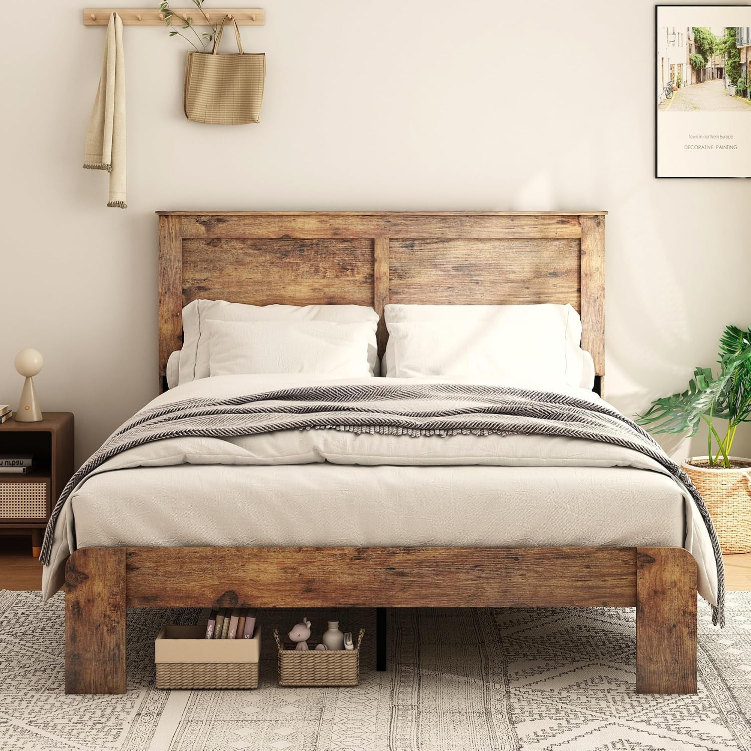 wood-platform-bed-frame-queen-bed-frame-with-headboard-dark-brown