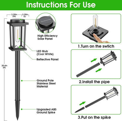 Solar Pathway Lights Outdoor, 12 Pack Solar Powered Garden Lights Waterproof, Auto On/Off Outdoor Landscape Lights for Patio, Walkway, Driveway, Lawn, Pool Decor. (Cold White)8