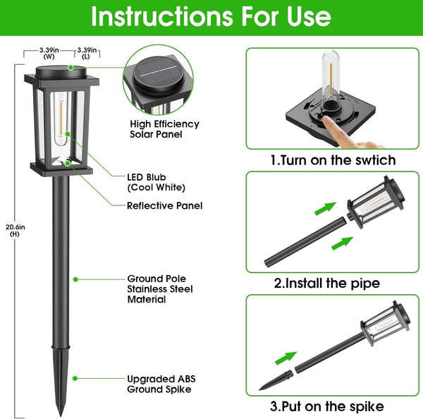 Solar Pathway Lights Outdoor, 12 Pack Solar Powered Garden Lights Waterproof, Auto On/Off Outdoor Landscape Lights for Patio, Walkway, Driveway, Lawn, Pool Decor. (Cold White)8