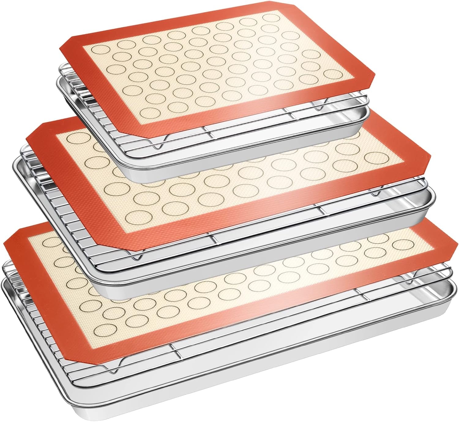 baking-sheet-tray-cooling-rack-with-silicone-baking-mat-set-stainless-steel-cookie-pan-for-oven-set-of-9-3-sheets-3-racks-3-mats-warp-resistant-heavy-duty-easy-clean-red