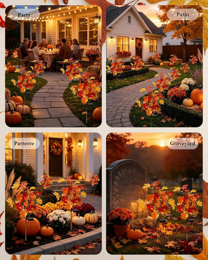4 Pack Fall Solar Lights Outdoor Decorative, Maple Tree Solar Lights Decor5