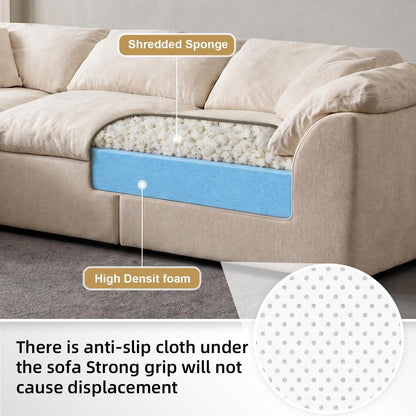 109" Boneless Cloud Couch Sectional for Living Room, Oversized Modular L Shaped Sofa with Ottoman, Deep Seat Chenille Sectional Couch, Convertible Sofa Bed for Ultimate Comfort(Lvory White)4