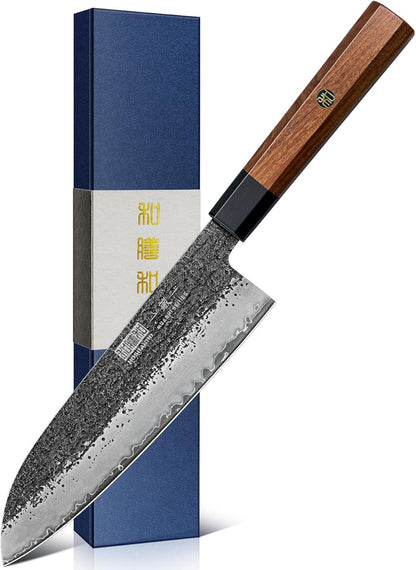 Santoku Knife 7 Inch, Japanese Hand Forged Chef Knife for Kitchen1
