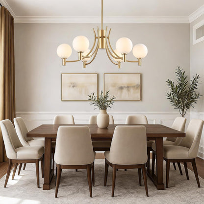 29.5"Milk White Glass Gold Sputnik Chandelier 6-Light Modern Chandeliers2