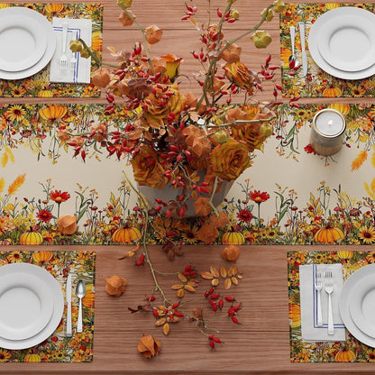 Fall Wild Flowers Pumpkin Table Runner for Home Decoration 13X72 Inch4