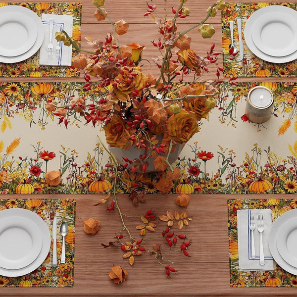 Fall Wild Flowers Pumpkin Table Runner for Home Decoration 13X72 Inch4