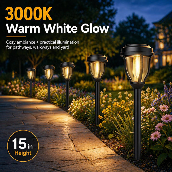 12 Pack Solar Lights Outdoor, Solar Pathway Lights Auto On/Off Waterproof Garden Landscape Lighting for Path, Yard, Walkway, Driveway Decor7