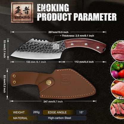 6.1 Inch Meat Cleaver Knife with Sheath, Hand Forged Butcher Knife for Meat Cutting, Full Tang Chef Knife for Kitchen, Outdoor Cooking, Camping, BBQ, with Gift Box4