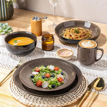 Ceramic Dinnerware Sets for 6,18Pcs Porcelain Plates and Bowls Set3