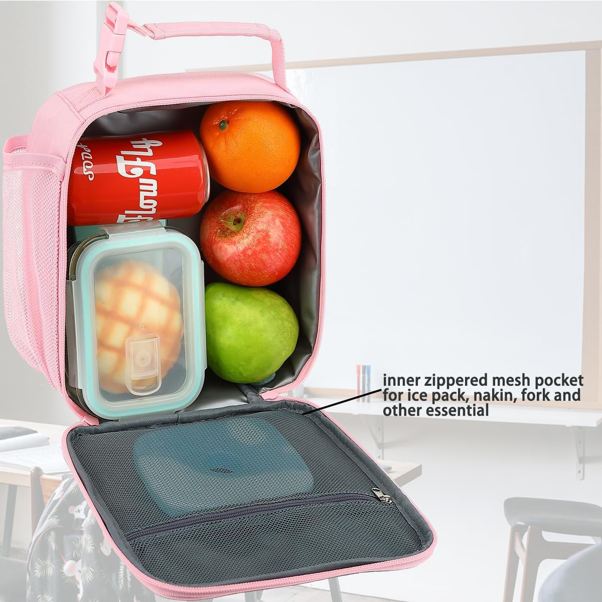 lunch-box-for-kids-boys-girls-men-women-insulated-small-soft-cooler-lunch-bag-kit-for-school-work-picnic-travel-reusable-portable-lunchbox-pink