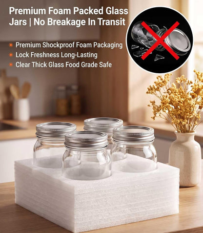 Mason Jars 16 Oz with Lids, 4 Pack Clear Glass Jars for Meal Prep & Storage | Leakproof Airtight Seal, BPA Free Thick Glass, Microwave Safe Food Container, Ideal for Canning, Overnight Oats, Meal Prep7