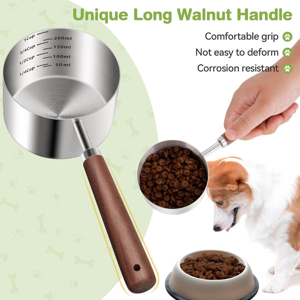 Dog-Cat Food-Scoop Measuring-Cup - 304 Stainless Steel Material.1-Cup Capacity. Precision Scale Measurements5