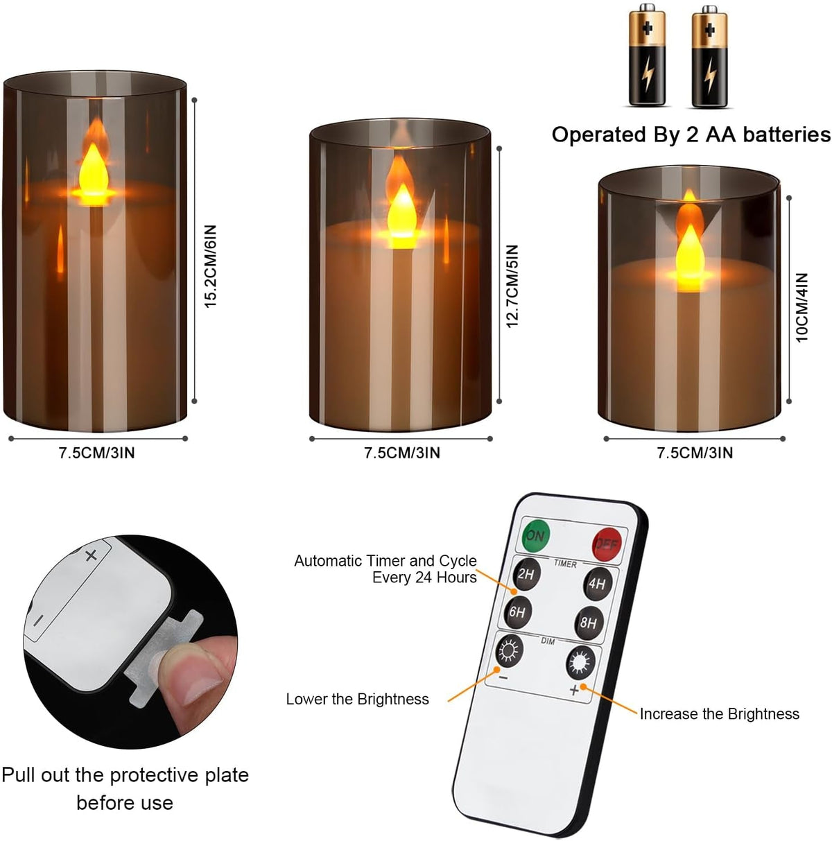flameless-candles-4-5-6-acrylic-glass-pillars-3-diameter-battery-operated-flickering-candles-include-8-key-remote-with-timer-function-400-hours-gray-warm-light-3-pack