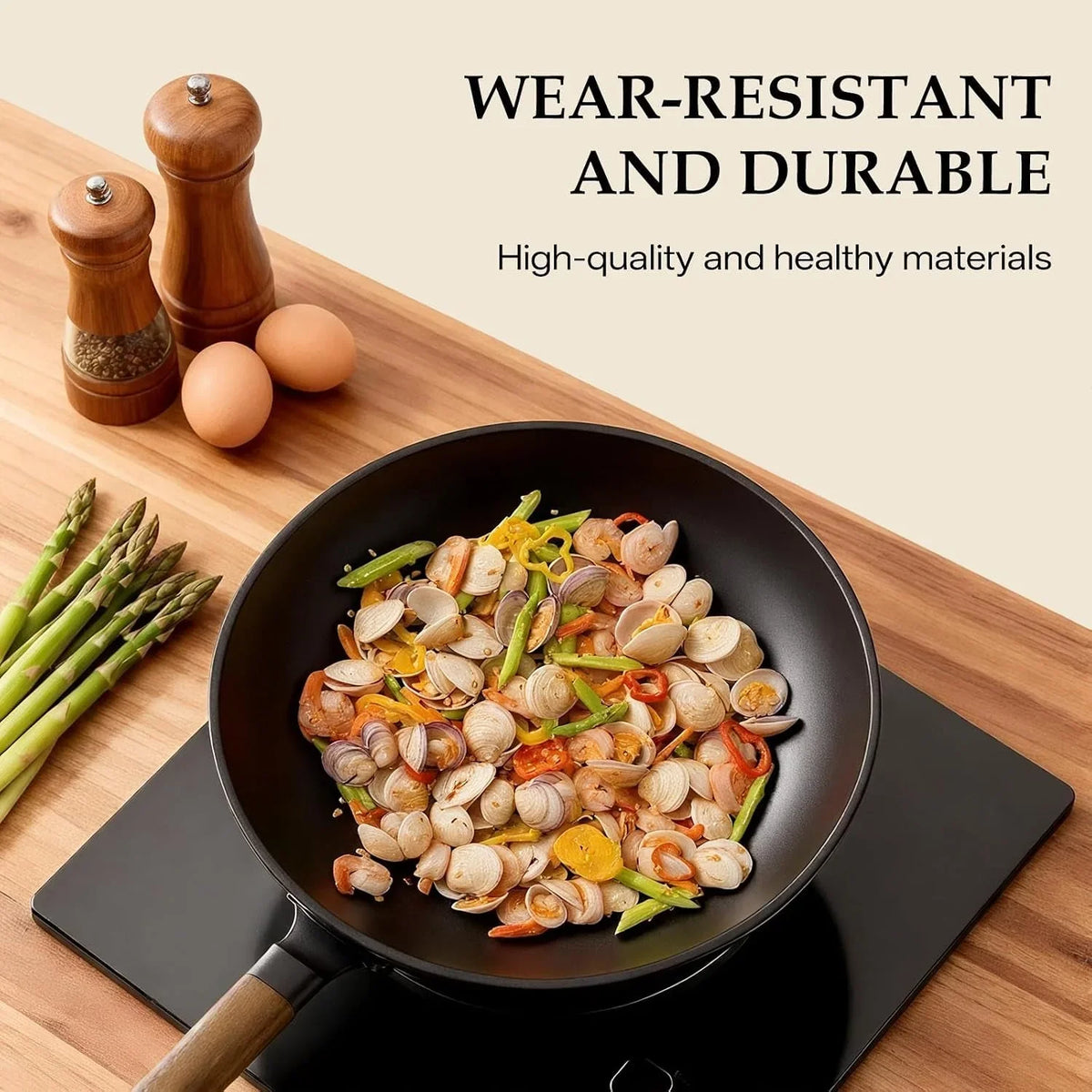 13-inch-wok-pan-with-lid-healthy-nonstick-woks-and-stir-fry-pans-black-silicone-spatula-silicone-strainer-standing-lid