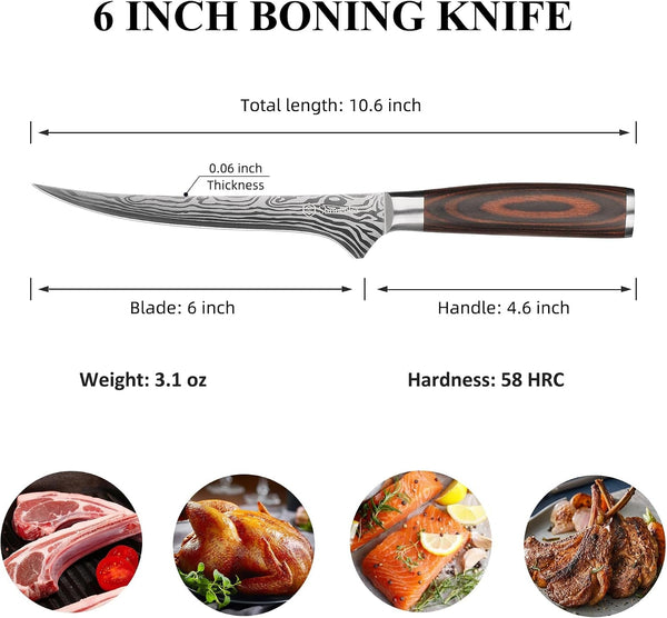 6 Inch Boning Knife, High Carbon German Steel Meat Butcher Knife2