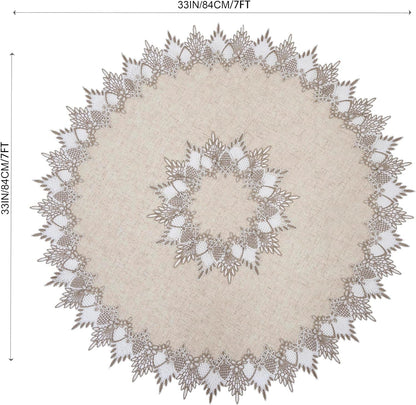 Natural Linen Decorative Lace Doily 33 Inches round Table Topper6