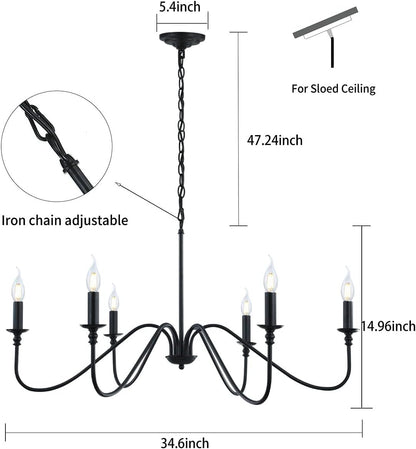Black Chandelier, 6-Light Farmhouse Chandelier for Dining Room2