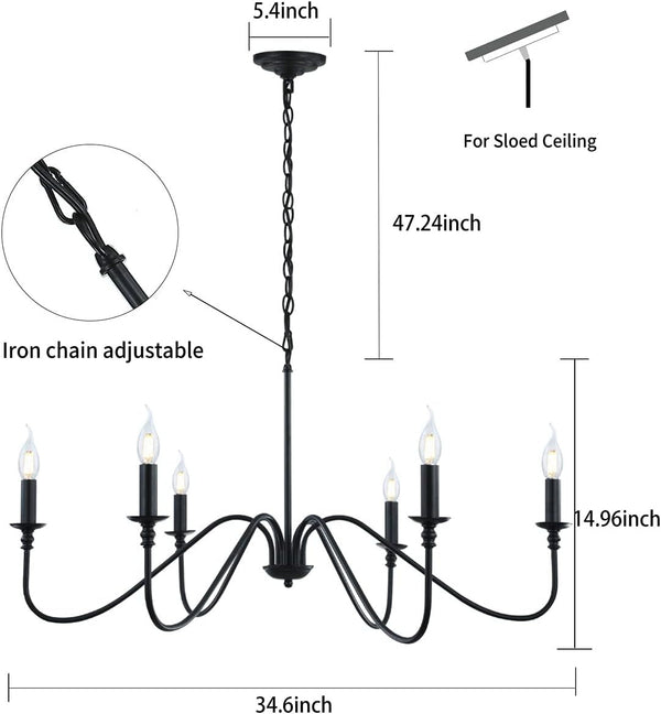Black Chandelier, 6-Light Farmhouse Chandelier for Dining Room2