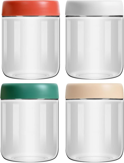 4-Pack Overnight Oats Containers with Lids 16Oz Glass Mason Jars Meal Prep Salad Food Cereal Snacks Pudding Yogurt Storage1