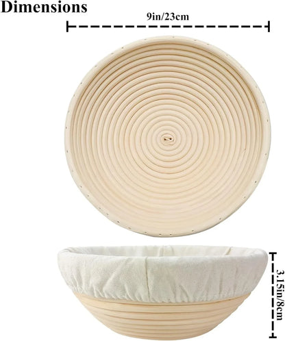Rattan Banneton Bread Proofing Basket Set of 2, 9 Inch round | for Sourdough, Boule and Artisan Loaves; Supports Dough during Final Proof for Easier Shaping and Defined Spiral Lines4