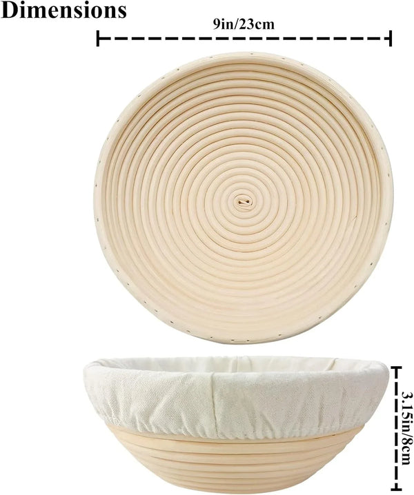 Rattan Banneton Bread Proofing Basket Set of 2, 9 Inch round | for Sourdough, Boule and Artisan Loaves; Supports Dough during Final Proof for Easier Shaping and Defined Spiral Lines4