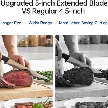 Upgraded Chef Knife Set,High Carbon Stainless Steel Ultra Sharp Blade Ergonomic Handle,Kitchen Knife Block Set with Built-In Sharpener,Elegant Gift for Holiday(Silver Black,15Pcs)7