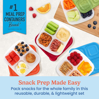 Bentgo Easyboxes 4-Compartment Snack Containers - 8-Piece Set with 4 Trays & 4 Custom-Fit Lids to Seal in Freshness - Reusable Food Storage & Meal Prep Bento Bpa-Free Containers (Classic 4-Pack)2