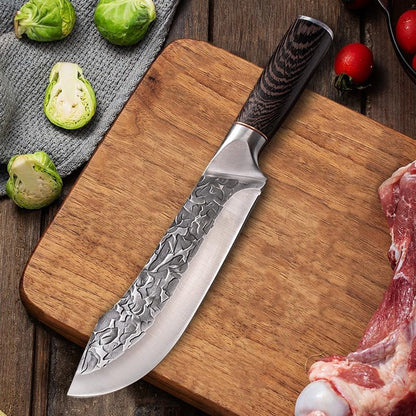 Meat Cleaver,Cleaver Knife 7 Inch Hand Forged Slaughter Boning Knife Kitchen Chef Slicing Meat Bone Butcher Knives Wood Handle with Cover4