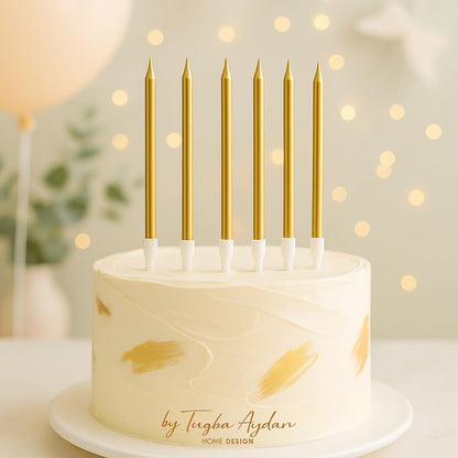 Gold Birthday Candles with Holders, 24 Pack – Long Thin Metallic Cake Candles for Birthday, Cupcakes & Party Decorations7