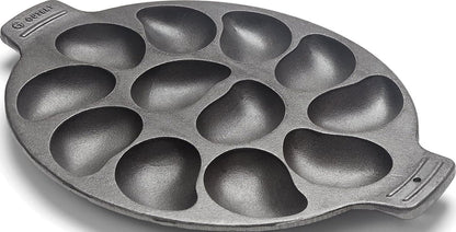 Cast Iron Oyster Grill Pan, 12 Cavities, Black Oyster BBQ and Serving Pan | Grill & Serve Oysters in One Pan | 12 Capacity Oyster Tray & Plate | Oven, Grill & Stovetop Safe | Durable Cast Iron Platter1