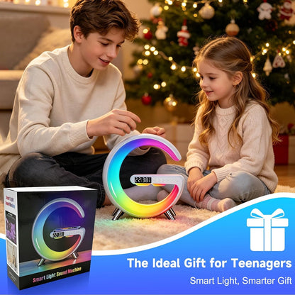 Smart LED Table Lamp, 4-In-1 Wireless Charger, Night Light, Alarm Clock, Bluetooth Speaker with App Control, Bedside Lamp with Charging Station for Bedroom, Office, Home Decor, Teen Girls Boys Gifts9