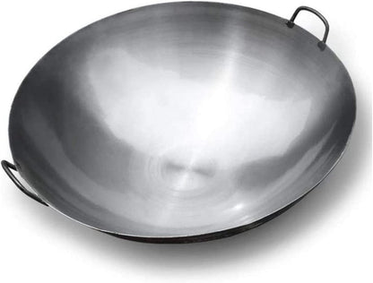 Cast Iron Wok with 2 Handled,Woks and Stir Fry Pans - Chinese Hammered Wok round Bottom Pow Wok - Traditional Chinese Japanese Woks (Size : 38Cm/14.9In)1