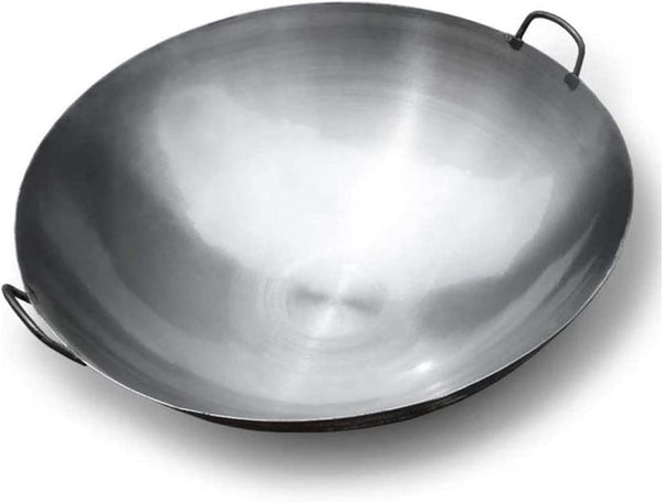 Cast Iron Wok with 2 Handled,Woks and Stir Fry Pans - Chinese Hammered Wok round Bottom Pow Wok - Traditional Chinese Japanese Woks (Size : 38Cm/14.9In)1