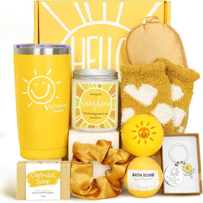 Gift Baskets for Women, 10Pcs Unique Birthday Gifts for Women, Best Friend Birthday Christmas Gift, Get Well Soon Gift Basket Sending Sunshine Cheer up Box for Sister Friendship - BRIGHTEN up HER DAY1