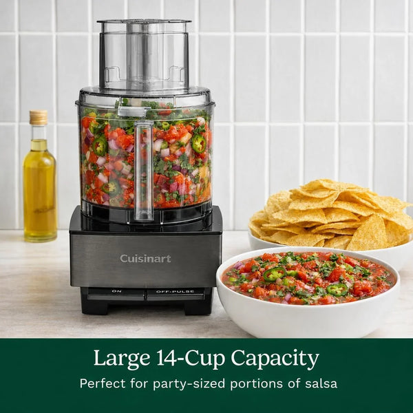 Food Processor 14-Cup Vegetable Chopper for Mincing, Dicing, Shredding, Puree & Kneading Dough, Black Stainless, DFP-14BKSY4