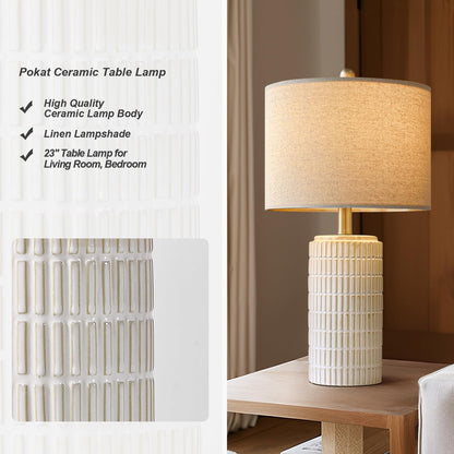 23'' Bedside Table Lamp for Bedroom Nightstands, Modern Ceramic Decor3