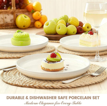 Plates and Bowls Sets, Dinnerware Sets for 4, 12 Pieces Scratch Resistant Dishware Dishes Set, Ceramic Kitchen Dinner Set, Porcelain & Microwave and Dishwasher Safe, Cream White9