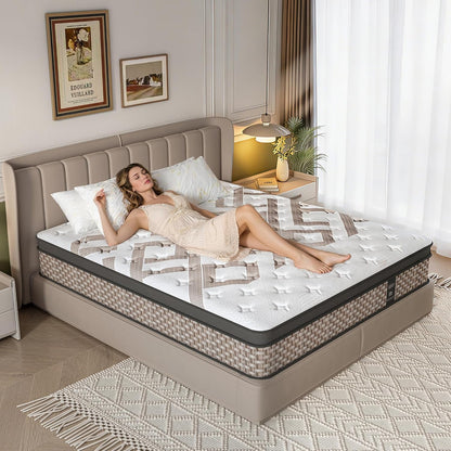 Queen Mattress 14 Inch, Hybrid Mattress in a Box, 7-Zone Motion Isolation1